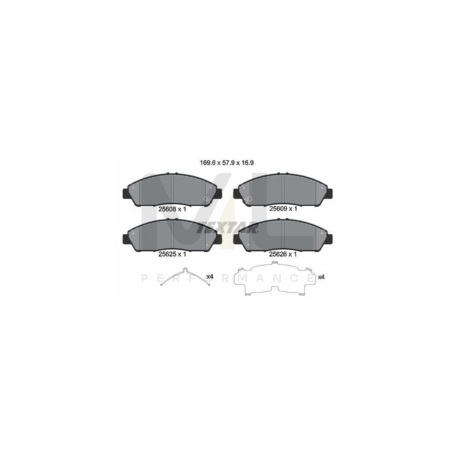 TEXTAR 2560801 Brake pad set with acoustic wear warning, with accessories