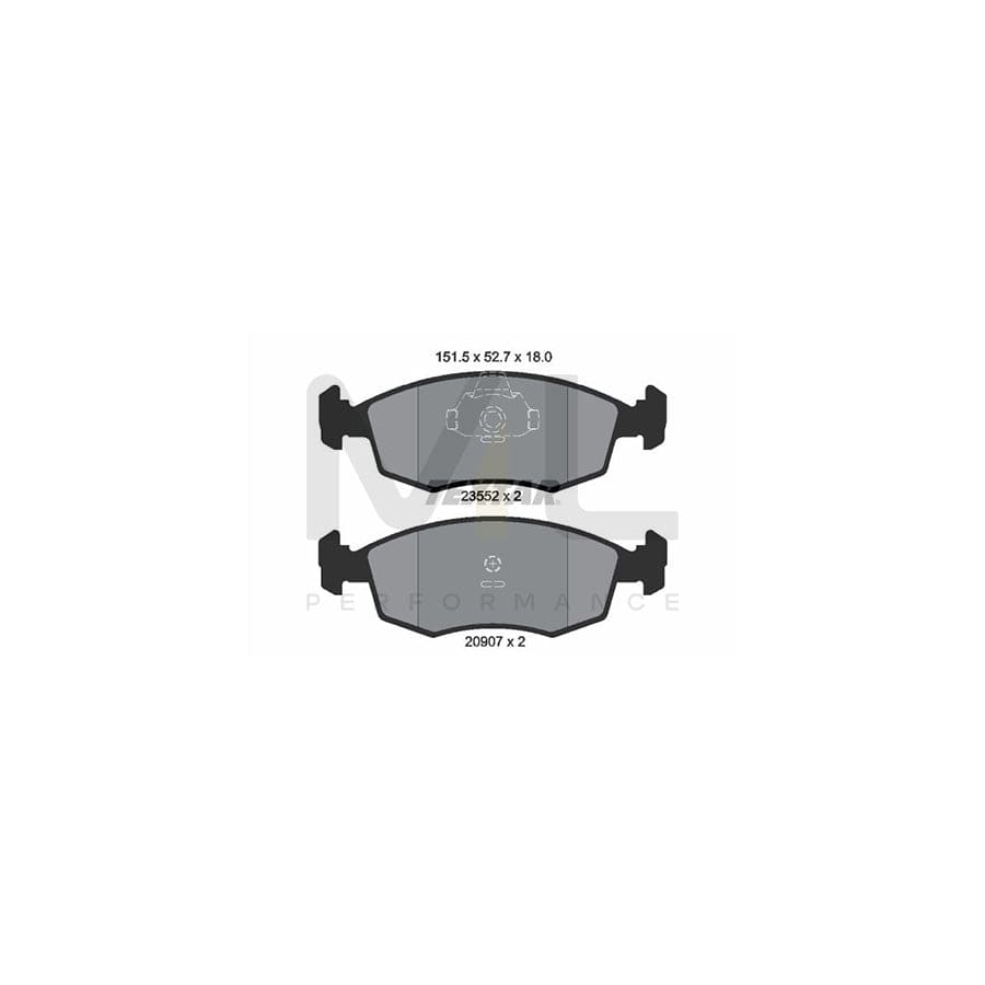 TEXTAR 2355202 Brake pad set not prepared for wear indicator