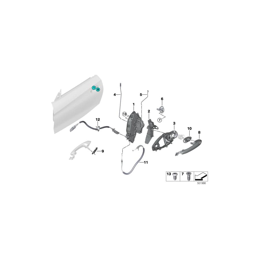 Genuine BMW 51217455422 G29 Bowden Cable, Door Opener (Inc. Z4)