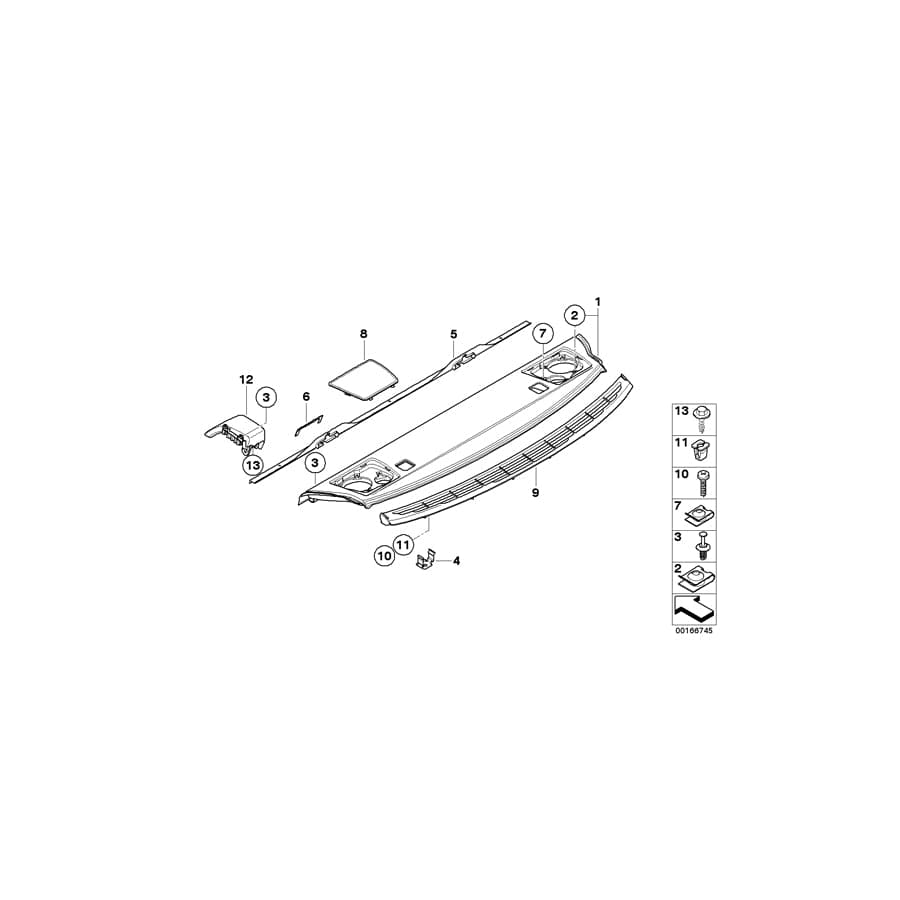 Genuine BMW 51462996334 E82 Ventilation Grille, Rear Window Shelf ANTHRAZIT (Inc. 118d, 125i & M Coupé)
