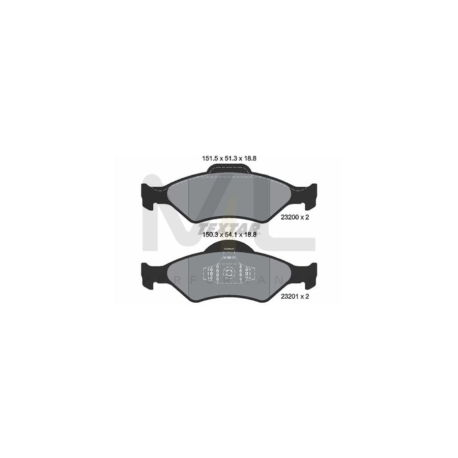 TEXTAR 2320001 Brake pad set not prepared for wear indicator