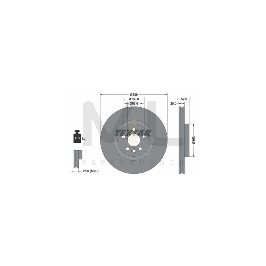 TEXTAR 92168200 Brake Disc Internally Vented, without wheel hub, without wheel studs  - 1 piece