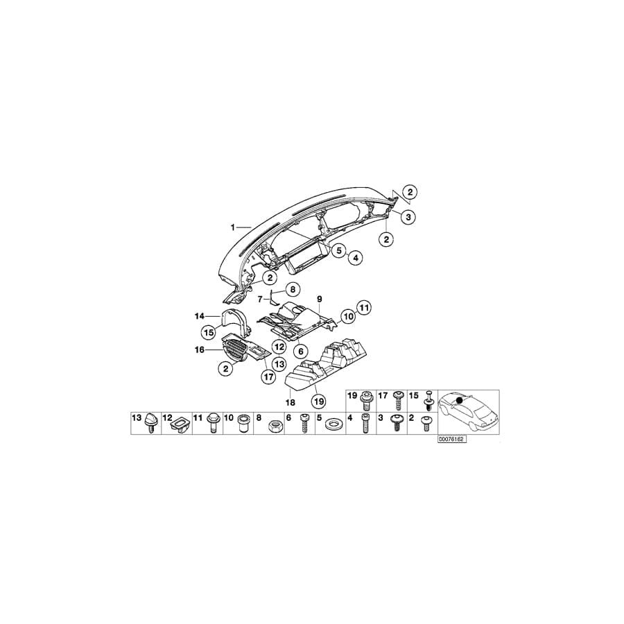 Genuine BMW 51718266907 E52 Foot Controls Trim Panel Bracket (Inc. ALPINA V8 & Z8)