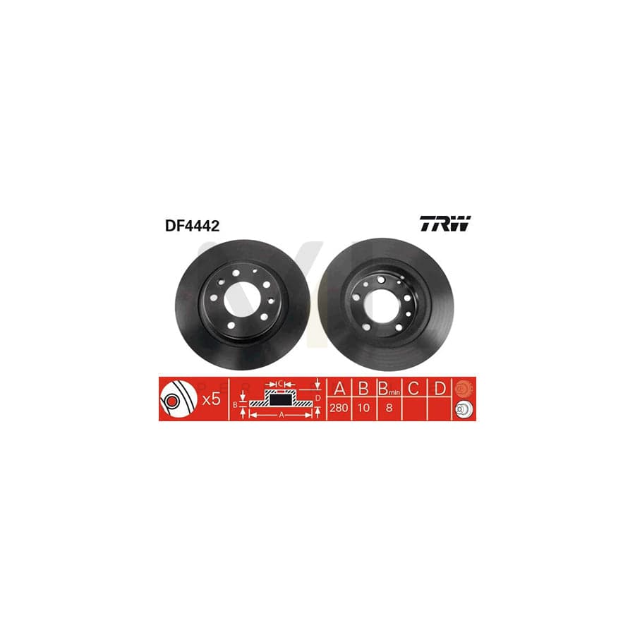 TRW DF4442 Brake Disc Solid, Painted  - 1 piece
