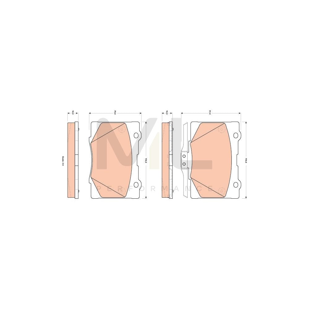 TRW Gdb3498 Brake Pad Set For Honda Legend Iv Saloon (Kb) With Acoustic Wear Warning