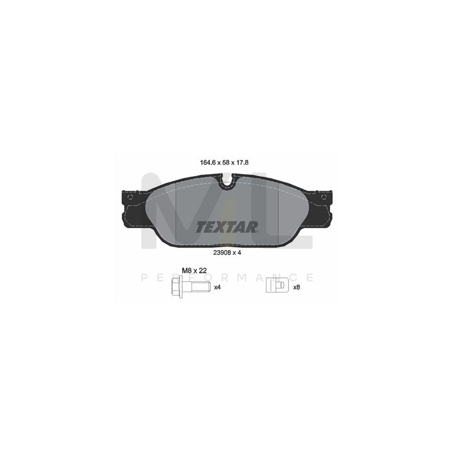 TEXTAR 2390801 Brake pad set prepared for wear indicator, with accessories
