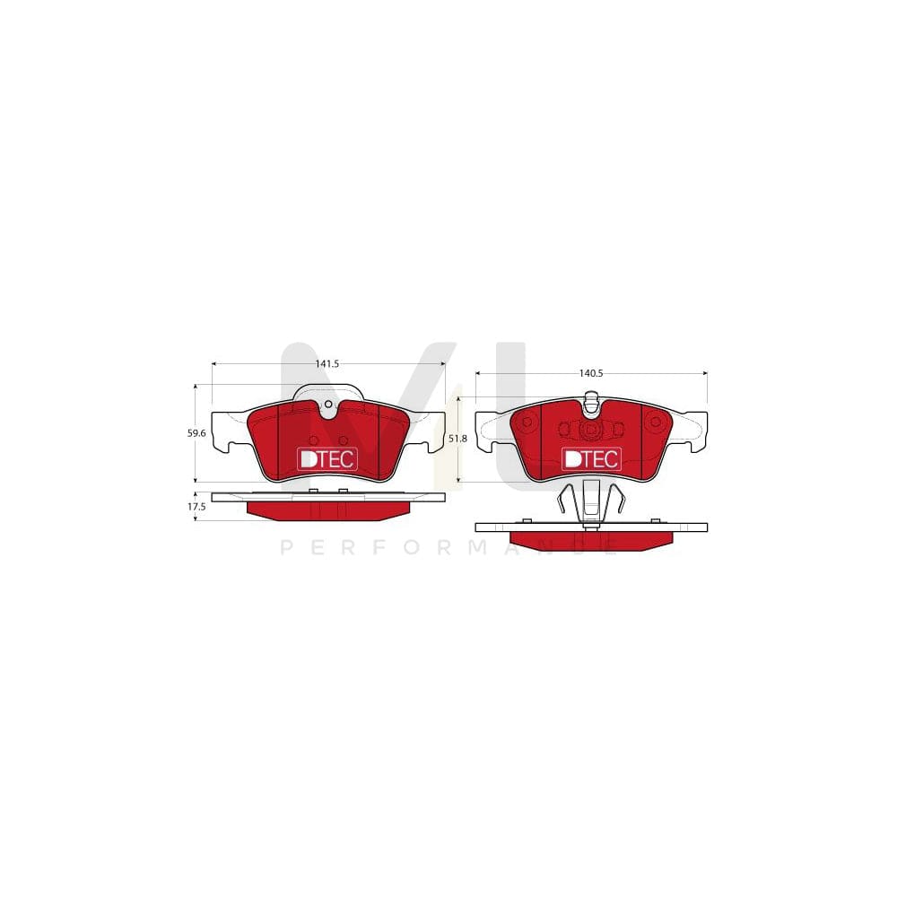 TRW Dtec Cotec Gdb1643Dte Brake Pad Set Prepared For Wear Indicator