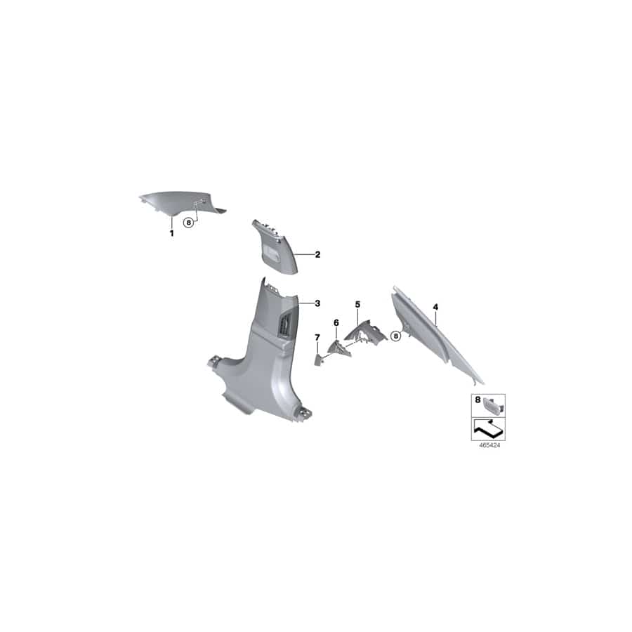 Genuine BMW 51437989487 Trim, C-Pillar, Alcantara, Top Left RAUCHWEIß (Inc. 740LiX, 740eX & 750LiX)