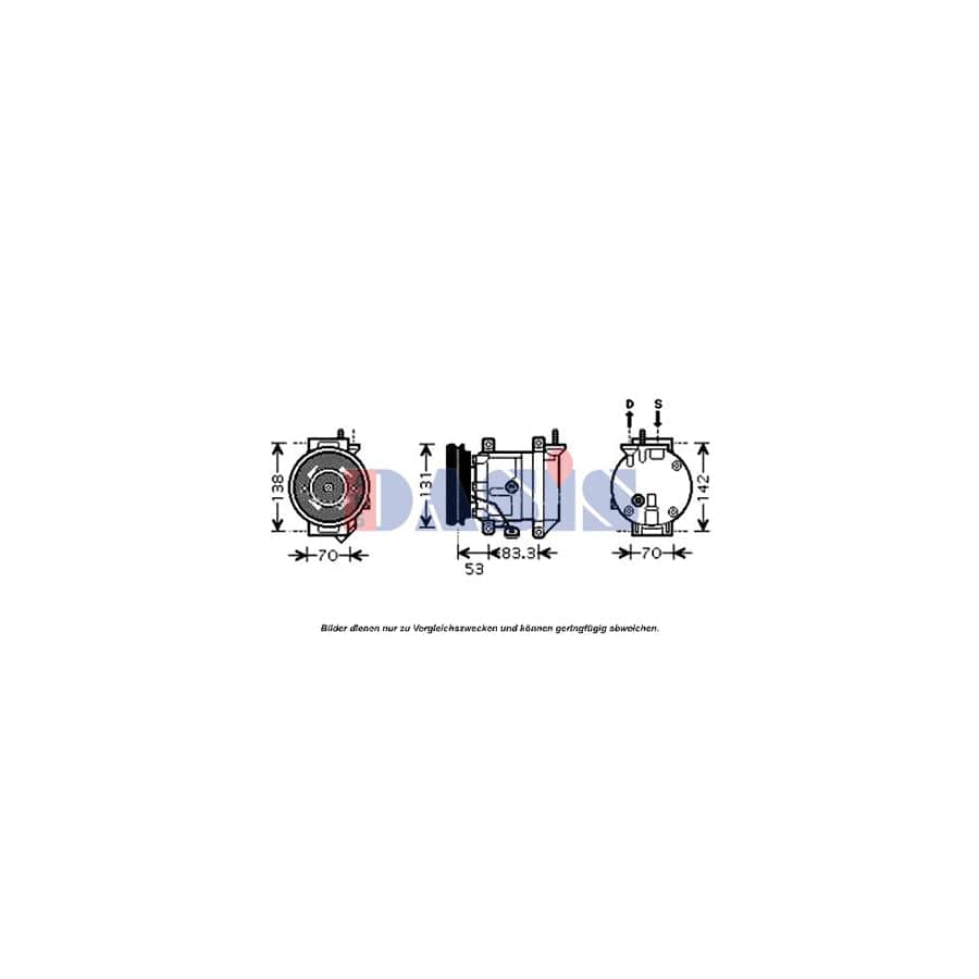 AKS Dasis 851544N Compressor, Air Conditioning for Daewoo Lanos