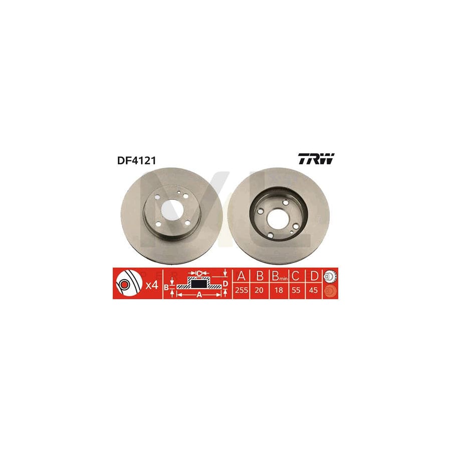 TRW DF4121 Brake Disc for MAZDA MX-5 Vented, Painted  - 1 piece