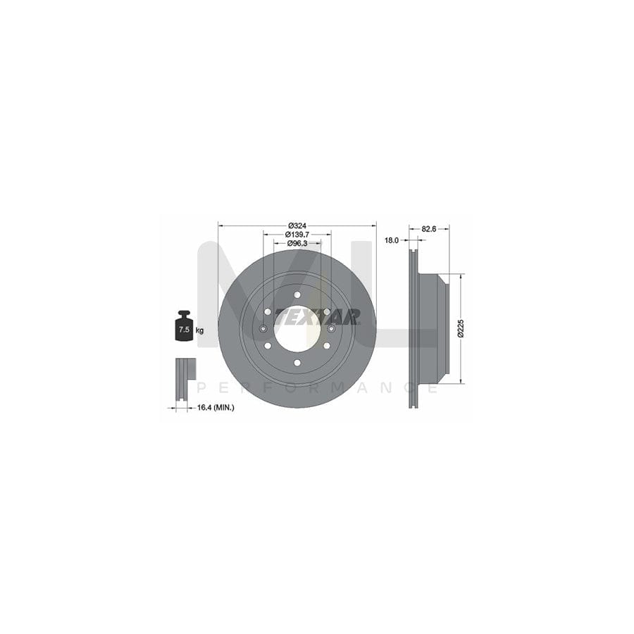 TEXTAR 92203900 Brake Disc for HYUNDAI H-1 Box Internally Vented, without wheel hub, without wheel studs  - 1 piece