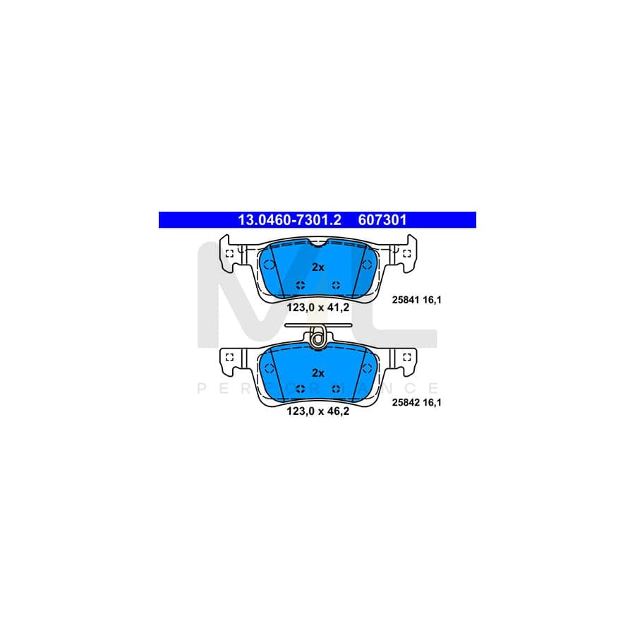 ATE 13.0460-7301.2 Brake pad set for PEUGEOT 308 excl. wear warning contact, not prepared for wear indicator