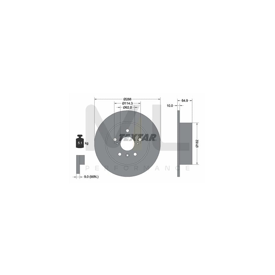 TEXTAR 92117000 Brake Disc Solid, without wheel hub, without wheel studs  - 1 piece