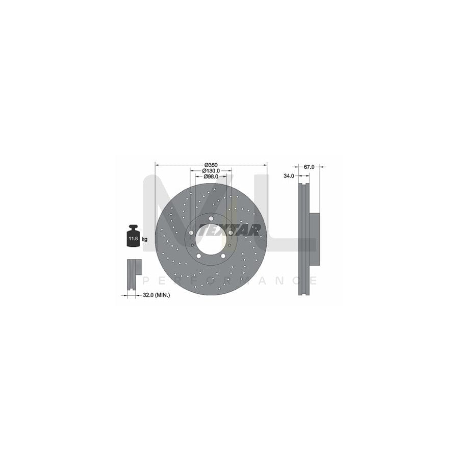 TEXTAR OE-Line 92217610 Brake Disc for PORSCHE 911 Coupe (996) Internally Vented, High-carbon, without wheel hub, without wheel studs