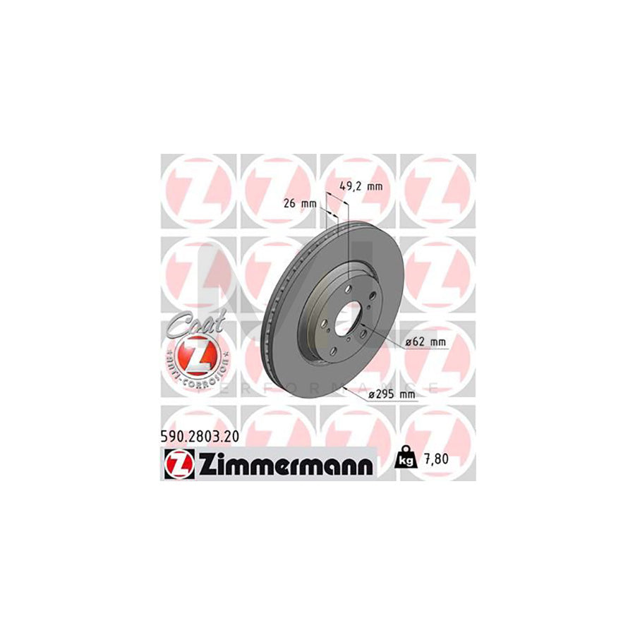 ZIMMERMANN COAT Z 590.2803.20 Brake Disc Externally Vented, Coated, High-carbon  - 1 piece