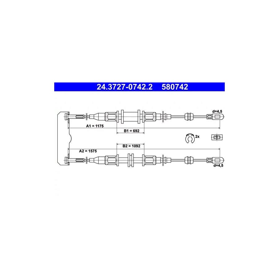 ATE 24.3727-0742.2 Hand Brake Cable