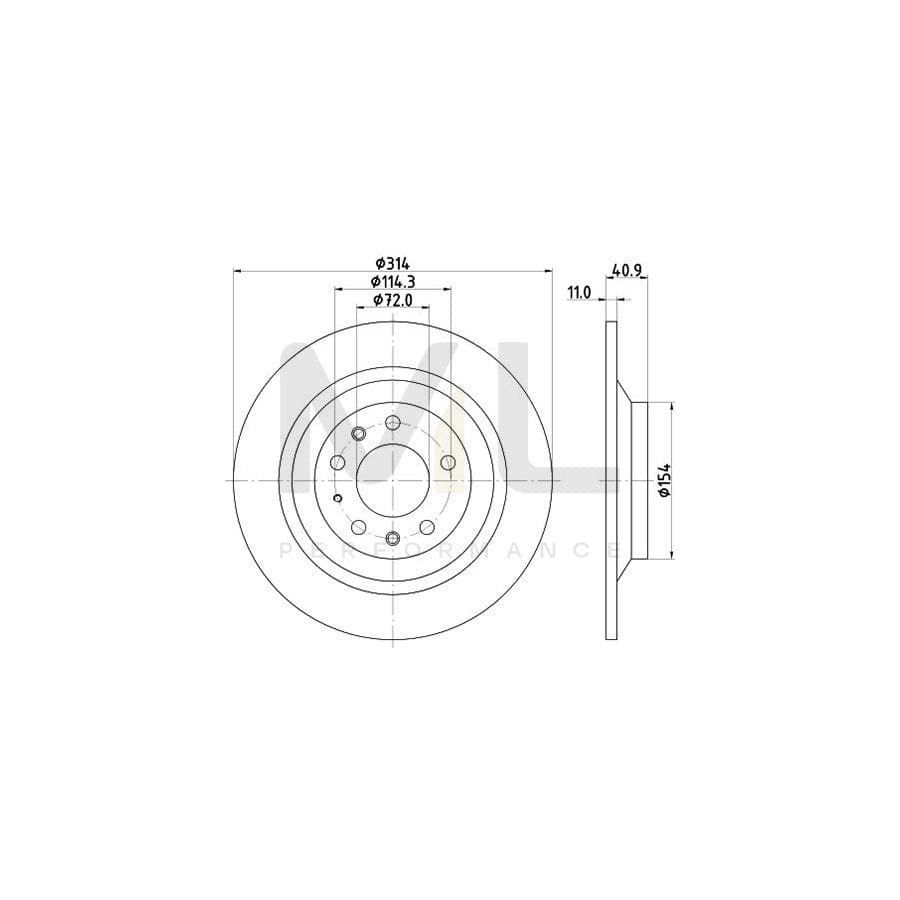 HELLA 8DD 355 114-501 Brake Disc for MAZDA 6 Solid, without wheel hub, without wheel studs | ML Performance Car Parts