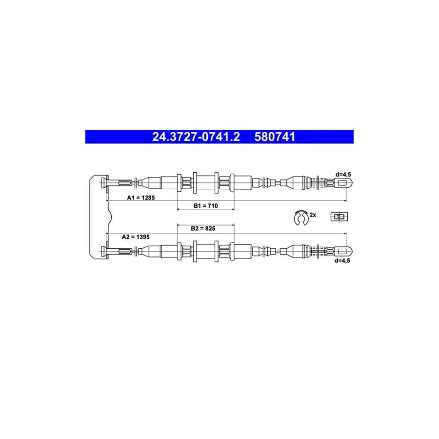 ATE 24.3727-0741.2 Hand Brake Cable