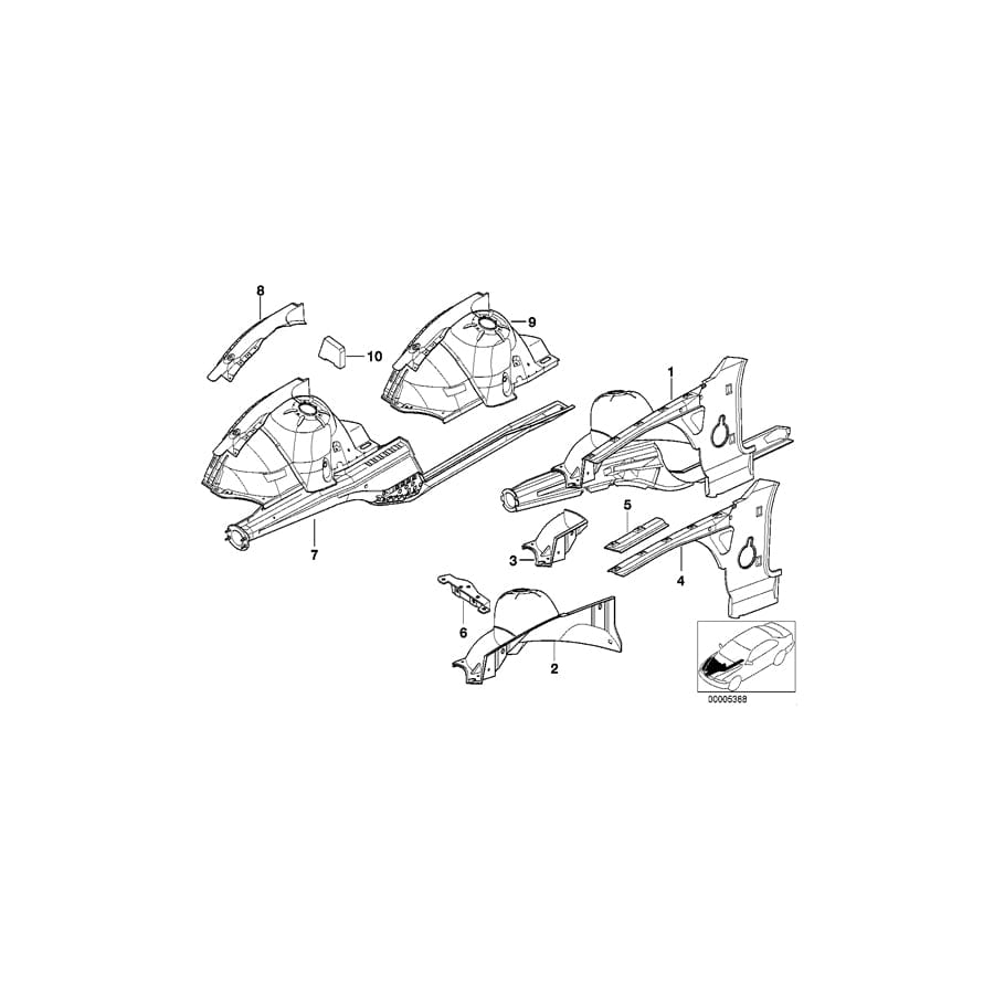 Genuine BMW 41118398621 E36 Wheel Housing Strut, Front Left (Inc. Z3)