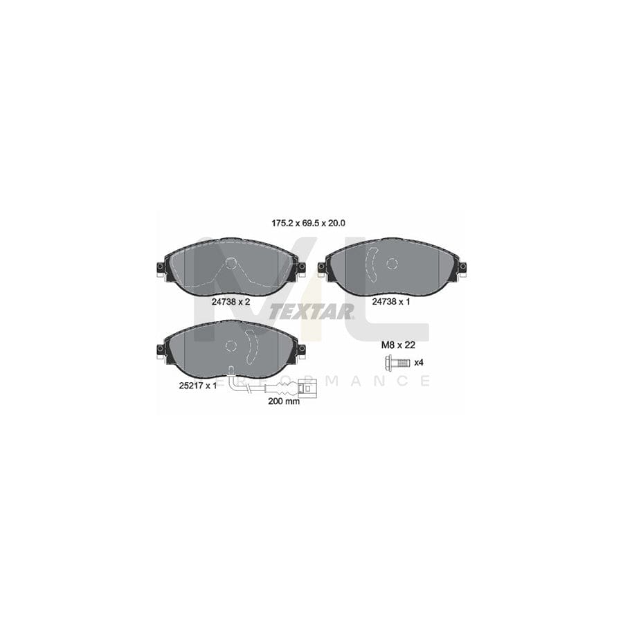 TEXTAR 2473801 Brake pad set with integrated wear warning contact
