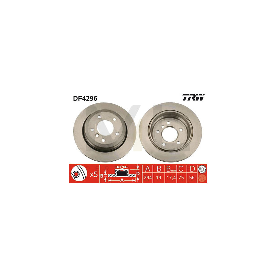 TRW DF4296 Brake Disc for BMW 3 Series Vented  - 1 piece