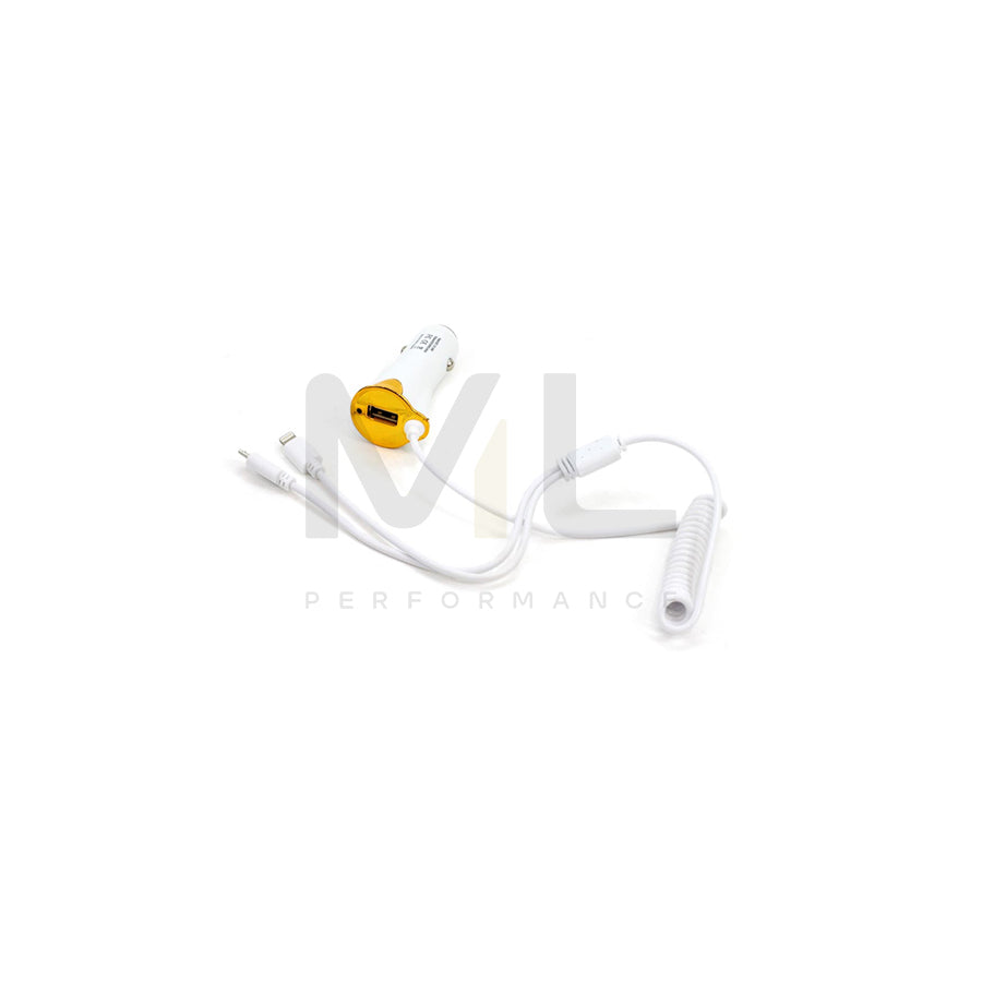 AMiO PCH-05 01264 In-car charger 1m, Number of inlets/outlets: 1x USB, with pipe, White