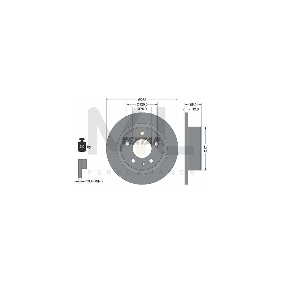 TEXTAR 92075200 Brake Disc for BMW 3 Series Solid, without wheel hub, without wheel studs  - 1 piece
