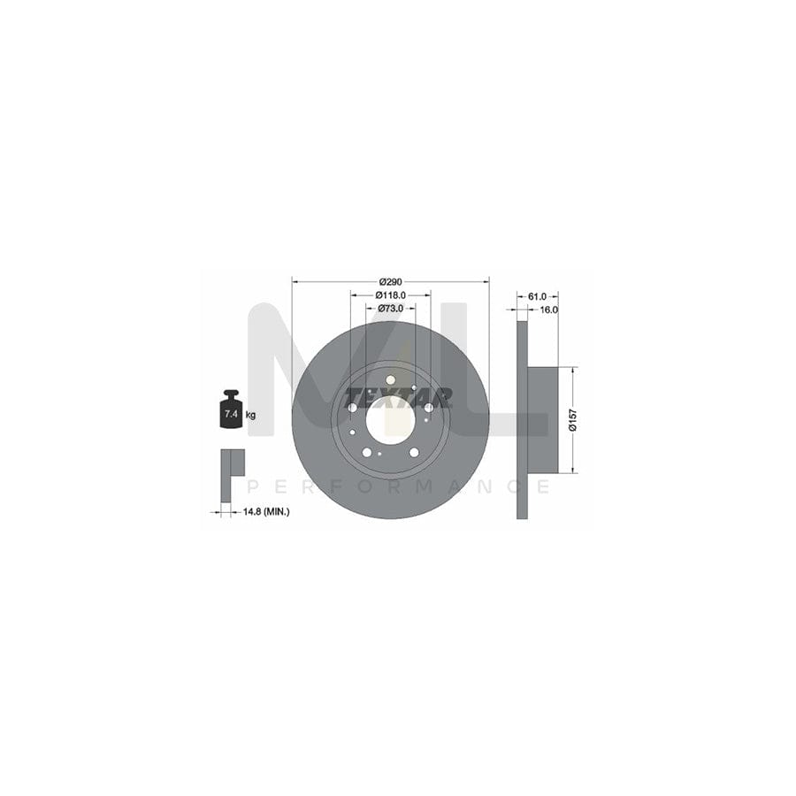 TEXTAR 92042900 Brake Disc Solid, without wheel hub, without wheel studs  - 1 piece