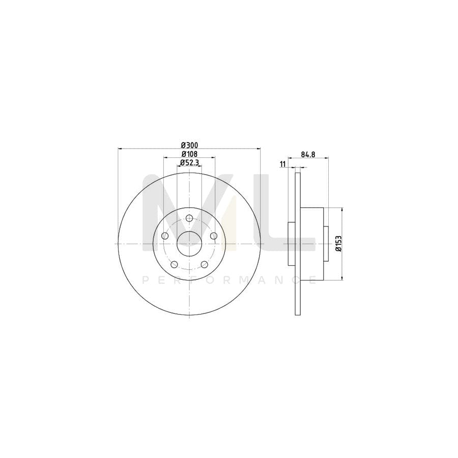 TEXTAR 92119500 Brake Disc Solid, with wheel hub, without wheel studs  - 1 piece