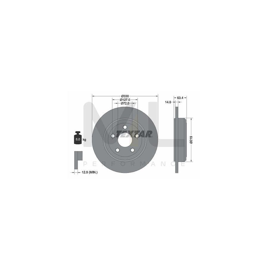 TEXTAR PRO 92274703 Brake Disc Solid, Coated, without wheel hub, without wheel studs  - 1 piece