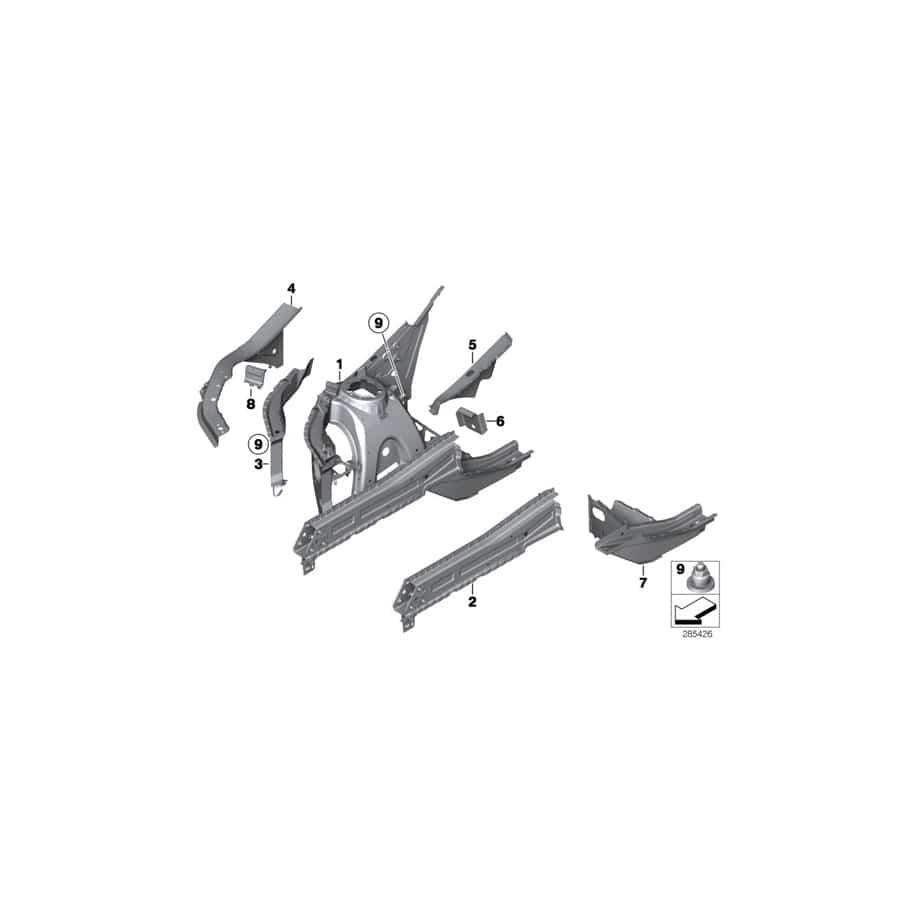 Genuine BMW 41117267241 F25 F26 Bulkhead Plate, A-Pillar Left (Inc. X3, X4 30dX)
