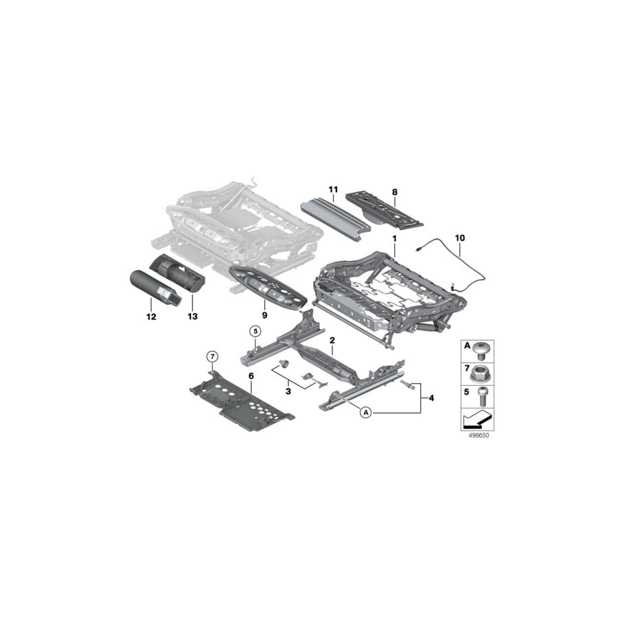 Genuine BMW 52107266339 F02 F04 F03 Seat Frame, Comfort Seat, Left (Inc. 520i, 523i & 528iX)
