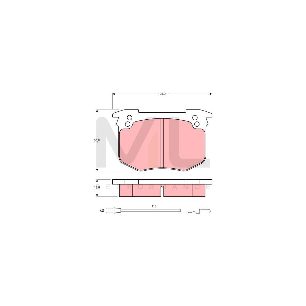 TRW Gdb280 Brake Pad Set Incl. Wear Warning Contact