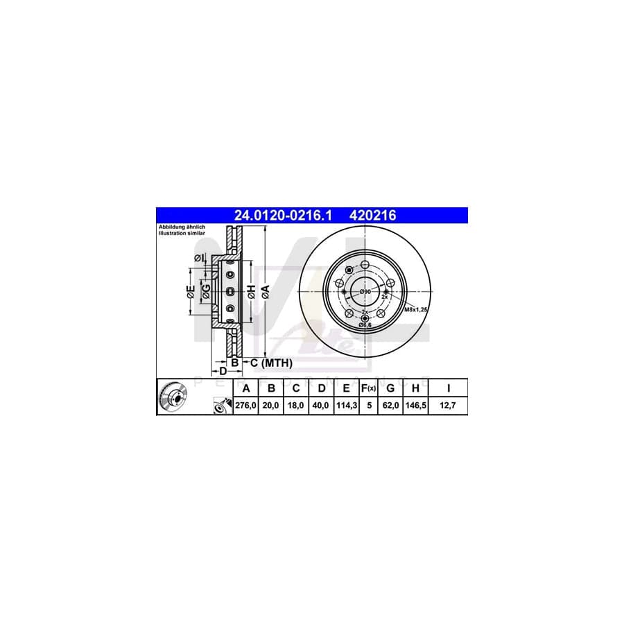 ATE 24.0120-0216.1 Brake Disc for SUZUKI Swift III Hatchback (MZ, EZ) Vented, Coated  - 1 piece