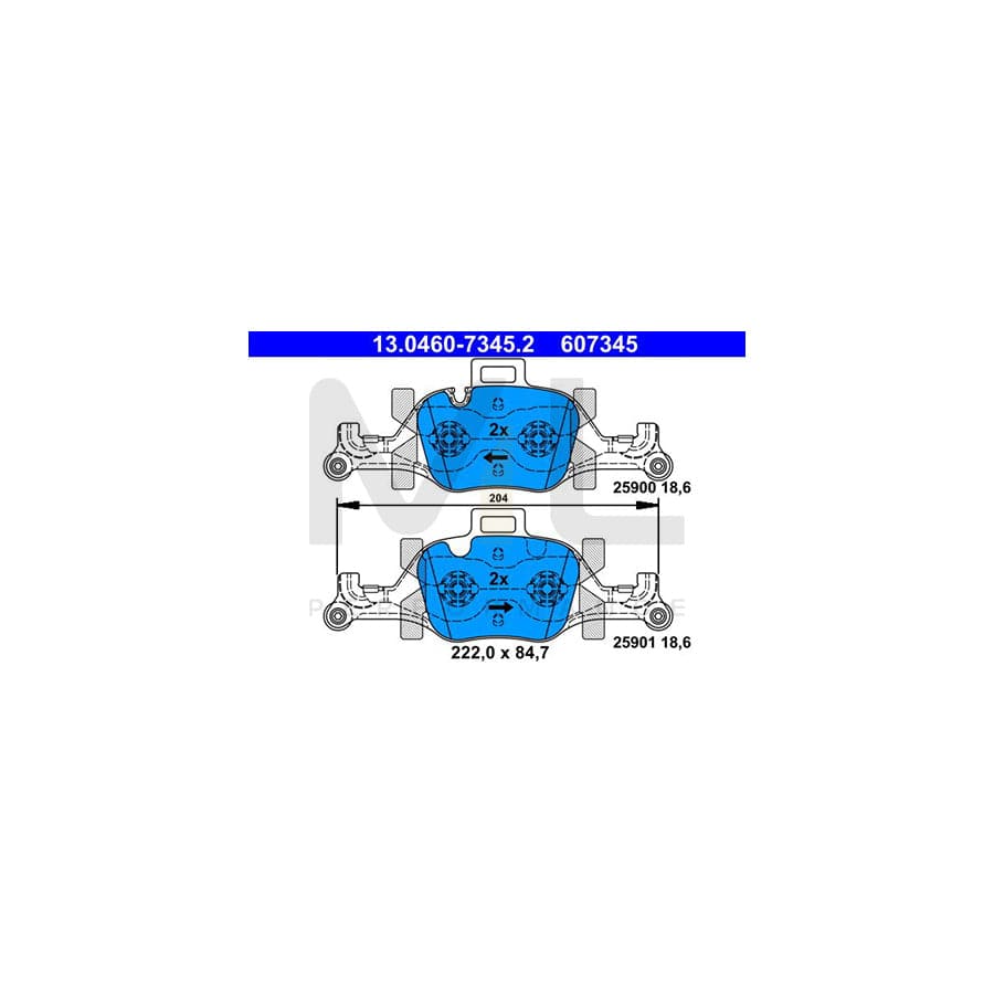 ATE 13.0460-7345.2 Brake pad set excl. wear warning contact, prepared for wear indicator