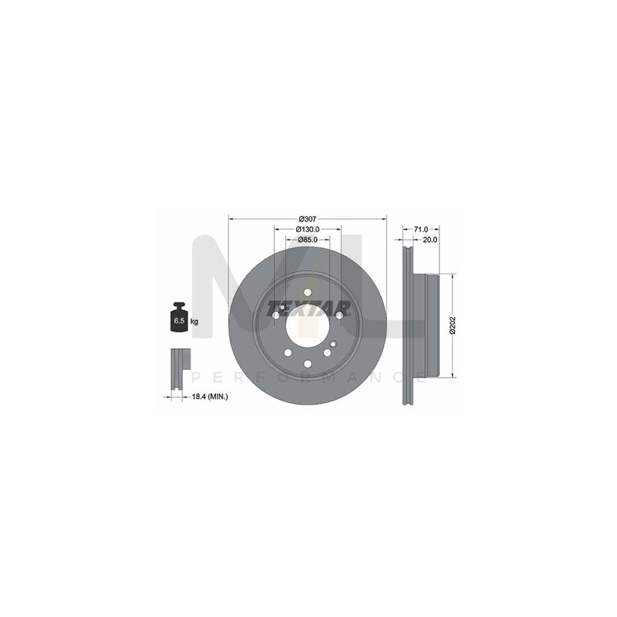 TEXTAR PRO 92203103 Brake Disc Internally Vented, Coated, without wheel hub, without wheel studs  - 1 piece