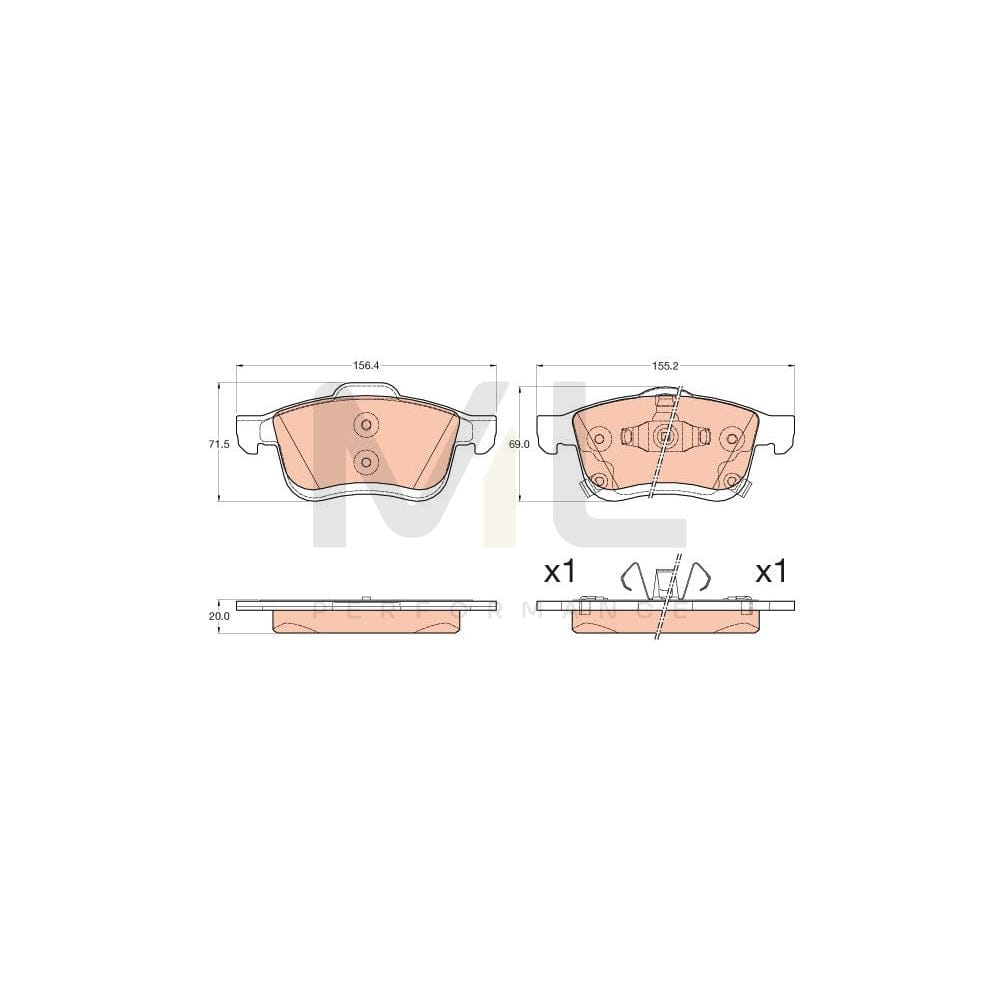 TRW Gdb2060 Brake Pad Set For Fiat 500L (351, 352) With Acoustic Wear Warning