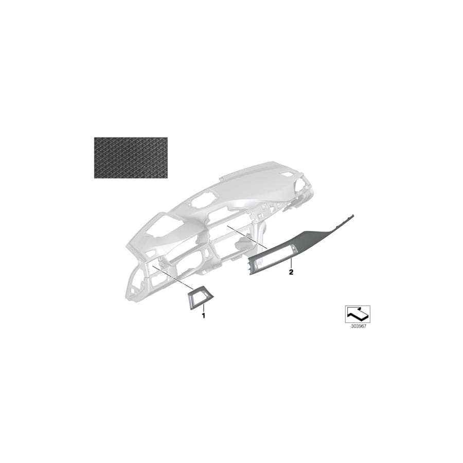 Genuine BMW 51457985085 F30 F31 Decor Strip, Leathr, Instr. Panel, Left OPALWEISS (Inc. 320d ed, 320i ed & 330d)