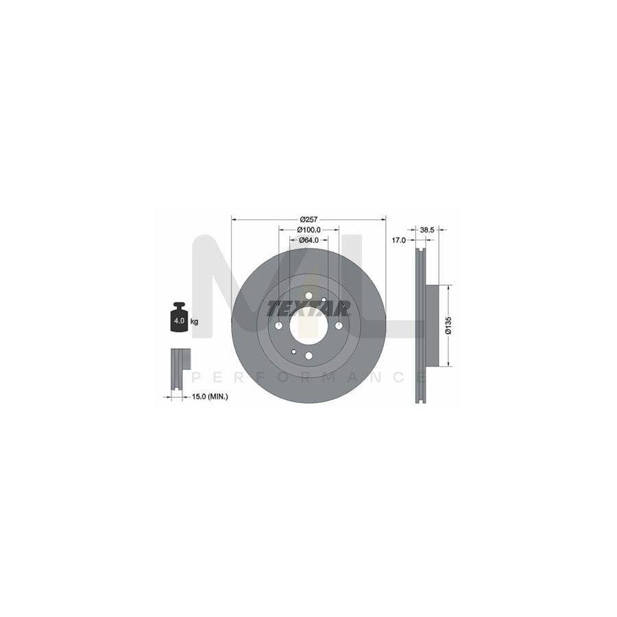 TEXTAR PRO 92282503 Brake Disc Internally Vented, Coated, without wheel hub, without wheel studs  - 1 piece