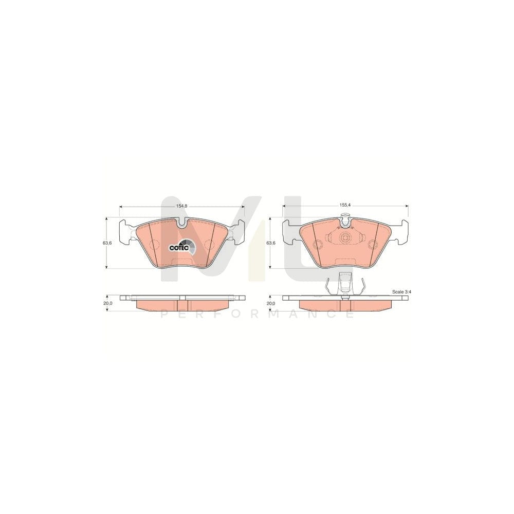 TRW Cotec Gdb1404 Brake Pad Set Prepared For Wear Indicator