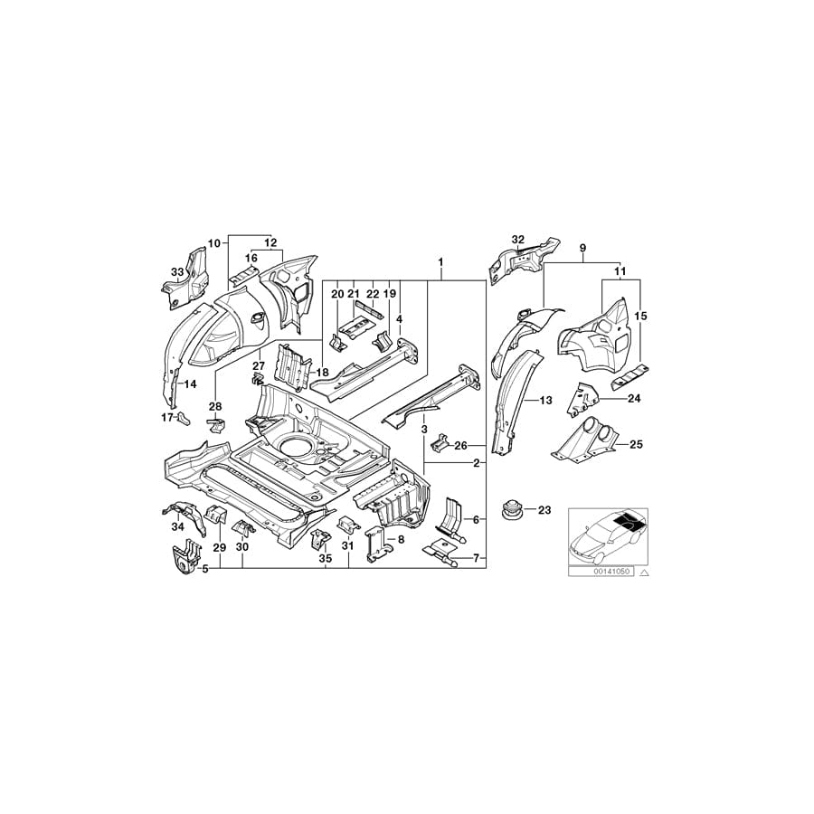 Genuine BMW 41148413704 E36 Reinforcement Wheelhousing Right (Inc. Z3)
