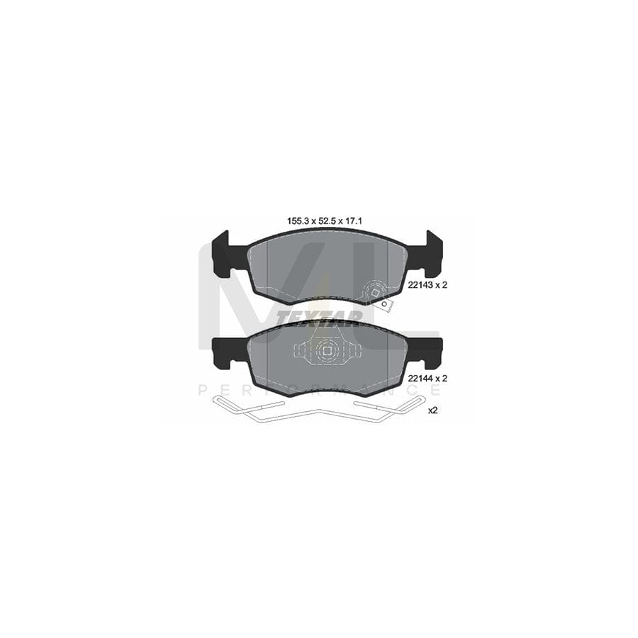 TEXTAR 2214301 Brake pad set with acoustic wear warning, with accessories