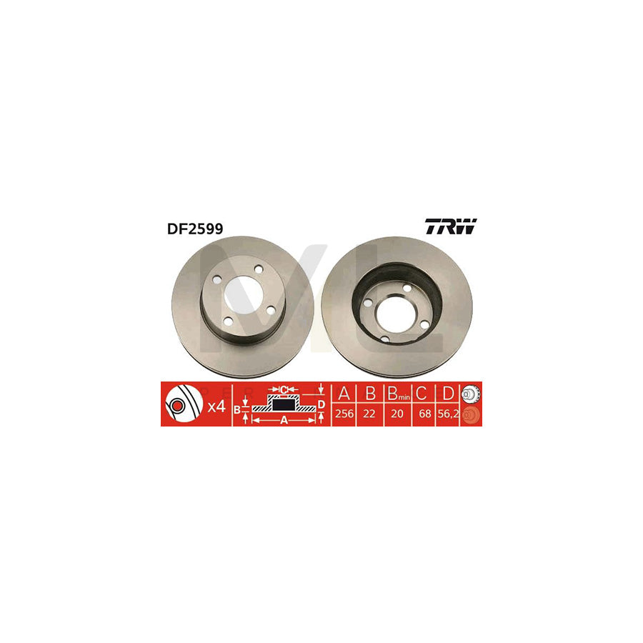 TRW DF2599 Brake Disc Vented  - 1 piece