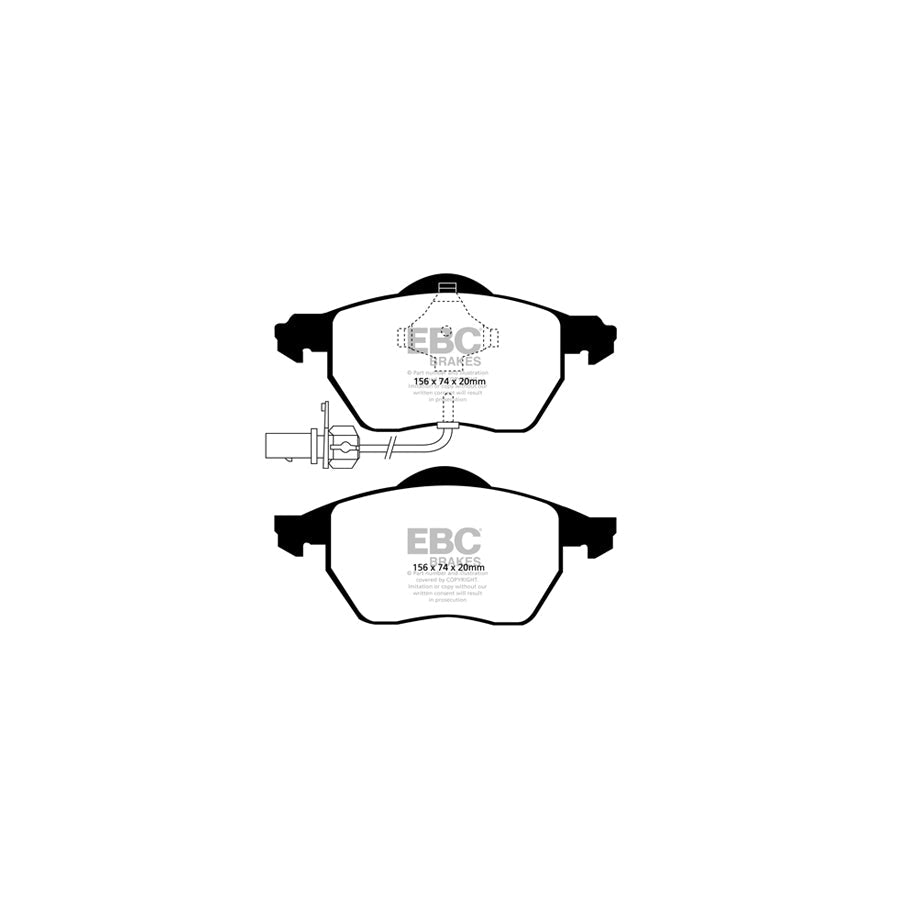 EBC PD02KF547 Audi C6 A6 Redstuff Front Brake Pad & Plain Disc Kit - TRW Caliper 2 | ML Performance UK Car Parts