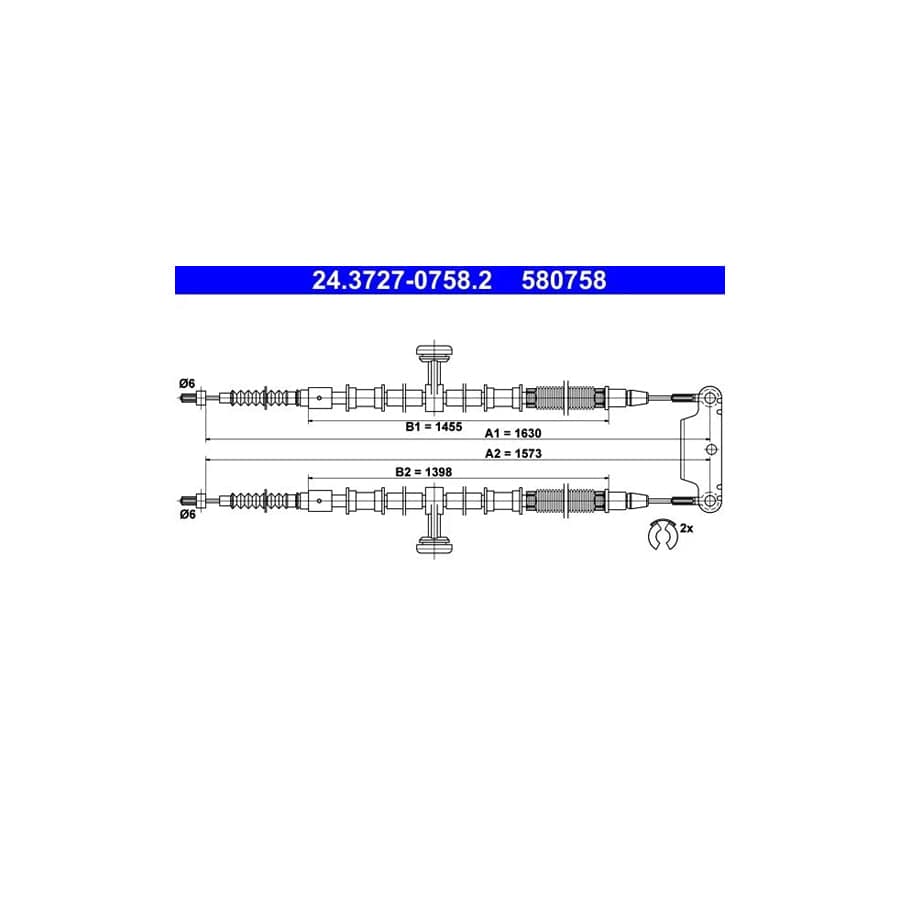 ATE 24.3727-0758.2 Hand Brake Cable