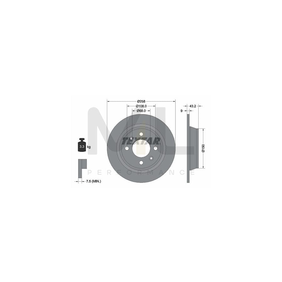 TEXTAR 92048500 Brake Disc Solid, without wheel hub, without wheel studs  - 1 piece