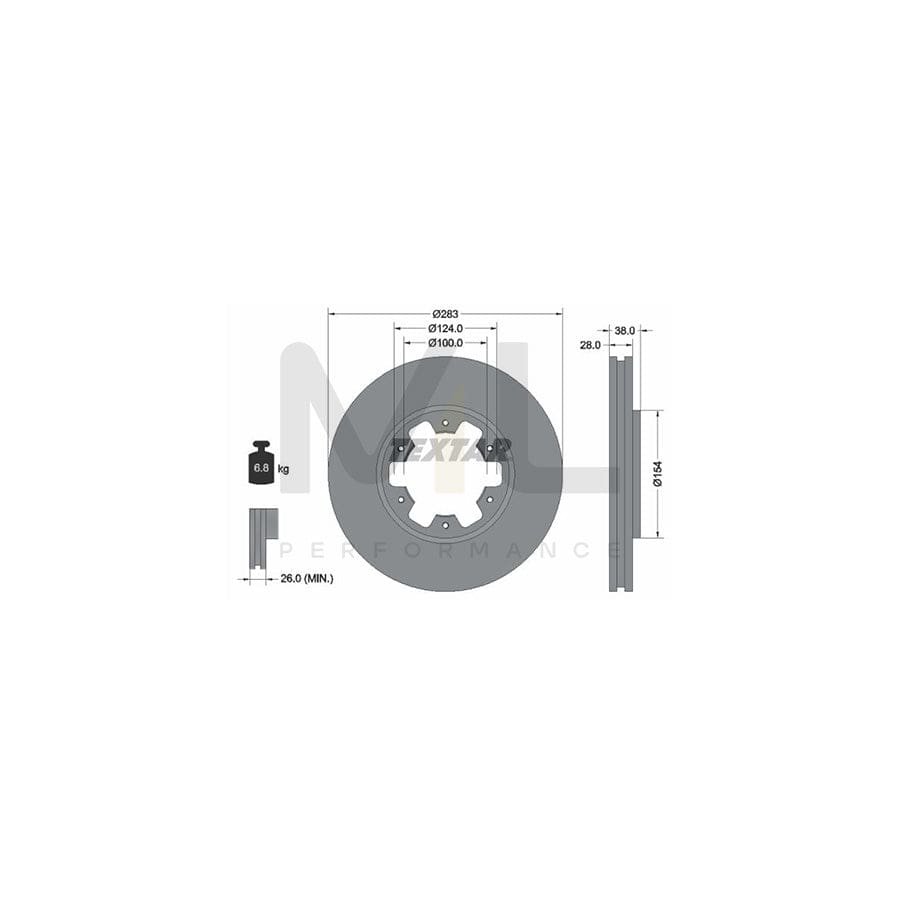 TEXTAR 92228400 Brake Disc Internally Vented, without wheel hub, without wheel studs  - 1 piece