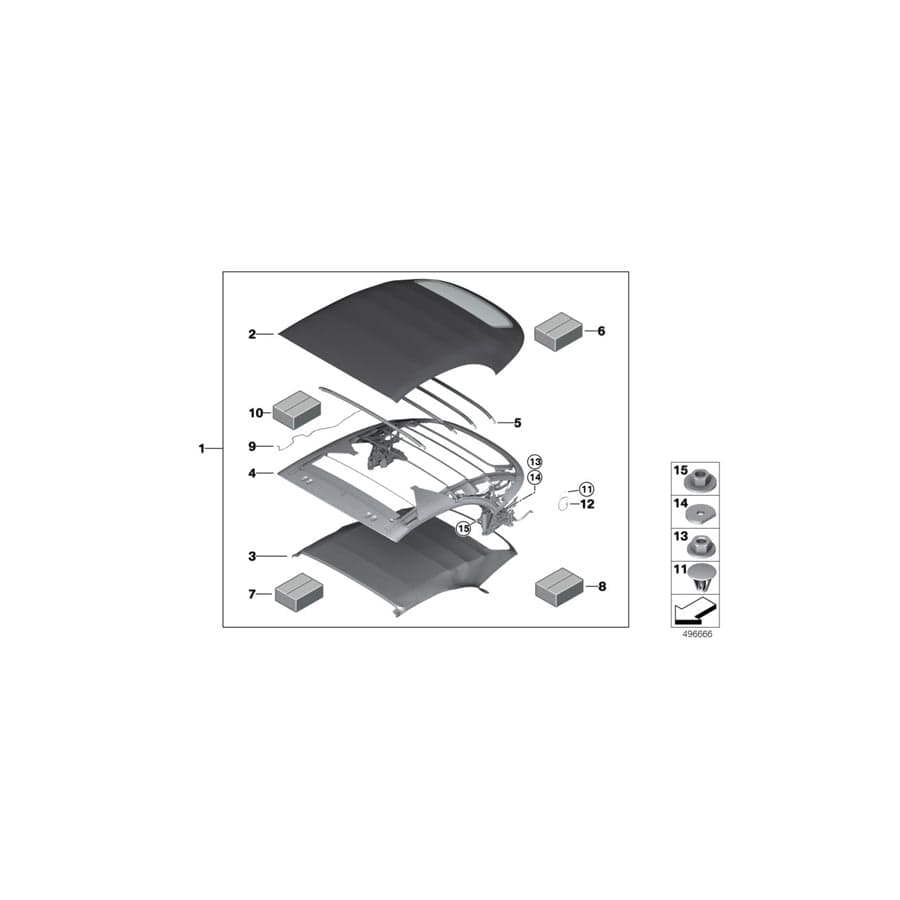 Genuine BMW 54347947312 F91 G14 Repair Kit, Tension Strap, Headliner (Inc. 840i, 840dX & M850iX)