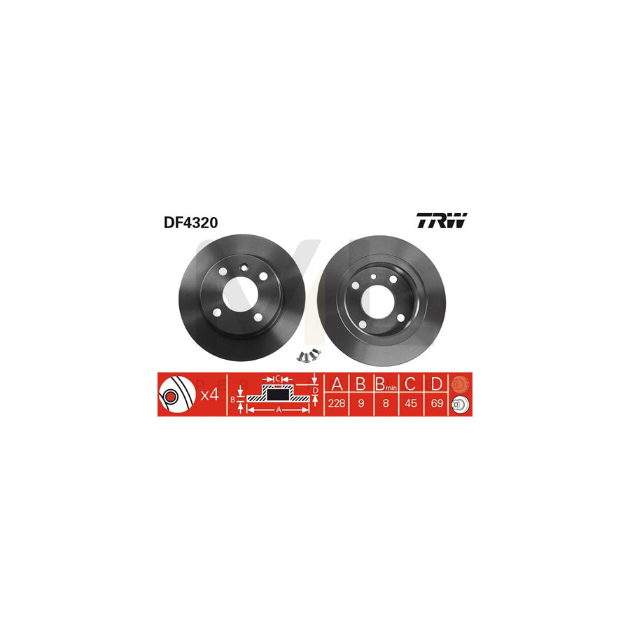 TRW DF4320 Brake Disc Solid  - 1 piece