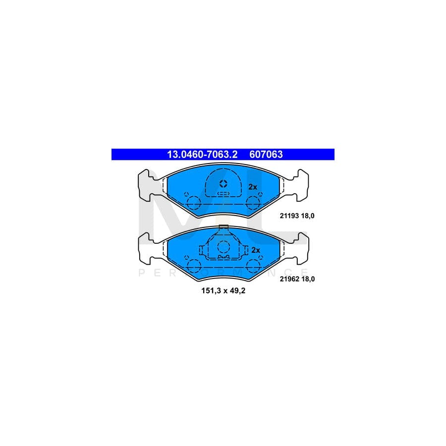 ATE 13.0460-7063.2 Brake pad set for FIAT FIORINO excl. wear warning contact, not prepared for wear indicator